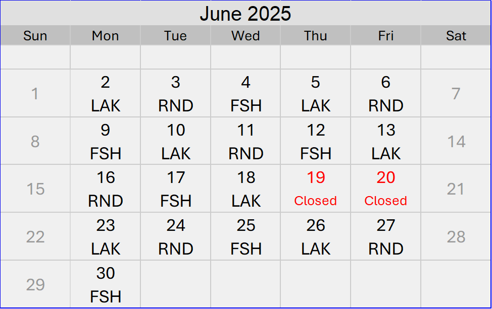 UPDATED QRP SCHEDULE JUNE 2025